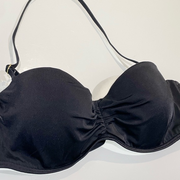 Tie-back Bandeau Bikini Bathing Suit Top with Removable Neck Strap - Black - Picture 4 of 9
